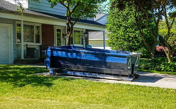 residential dumpsters can be placed on a driveway or yard, but preventative measures need to be taken to avoid damage to the property